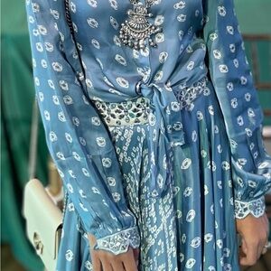 Blue Indian two piece dress with Silver Accents